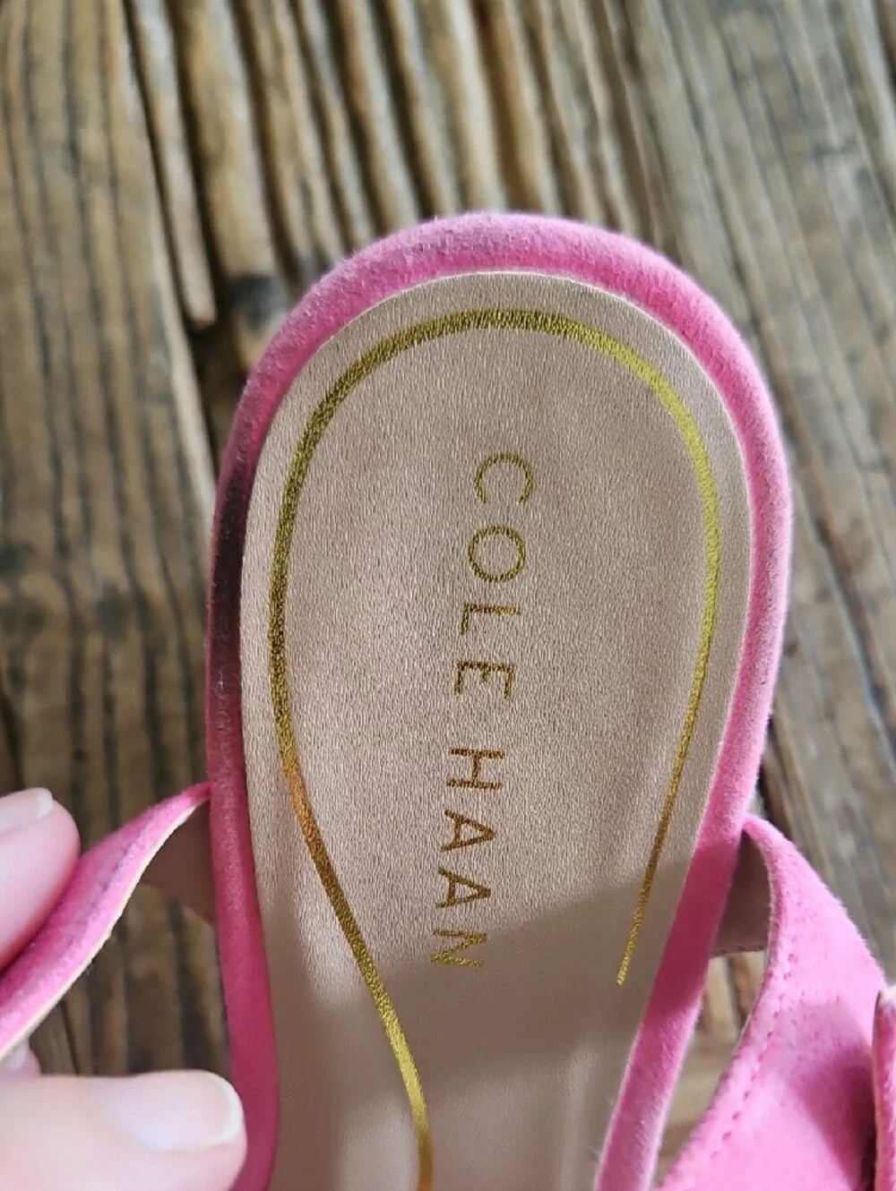 Cole Haan Pink Strappy Suede Block Heel Sandals
